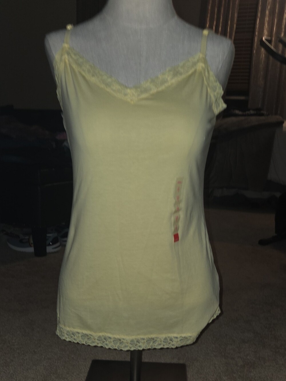 Esprit Light Yellow Lace-Trim Spaghetti Strap Camisole